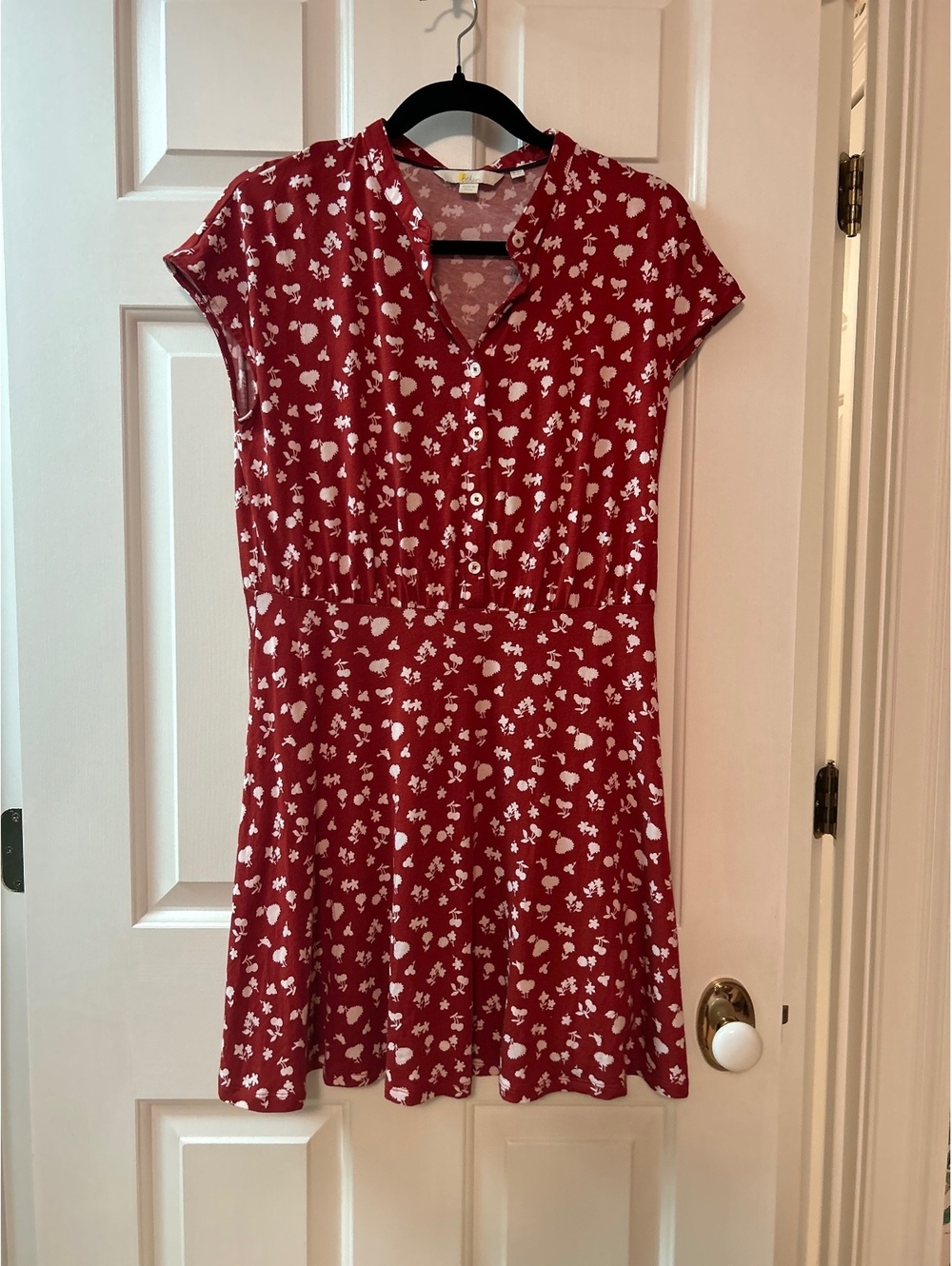 Boden Red Floral Print Dress UK 12P / US 8P